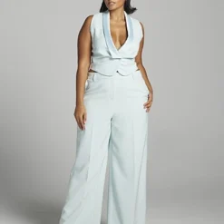 Fashion To Figure Teagan Satin Trim Sleeveless Vest