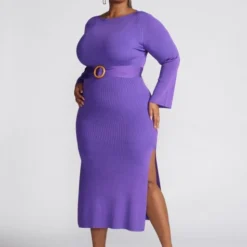 Fashion To Figure Ionantha Belted Maxi Sweater Dress