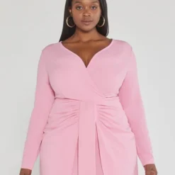 Fashion To Figure Jenna Tie Front Faux Wrap Dress