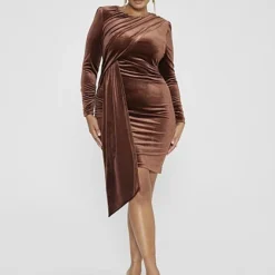 Fashion To Figure Tyana Velvet Draped Dress