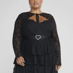 Fashion To Figure Helena Cutout Belted Lace Dress