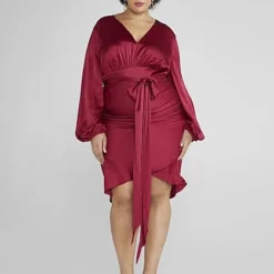 Fashion To Figure Carlene Tie Front Ruched Dress