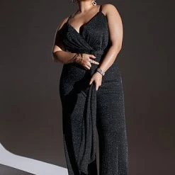 Fashion To Figure Alexis Shimmer Belted Jumpsuit
