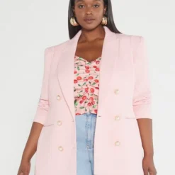 Fashion To Figure Amara Double Breasted Tweed Blazer