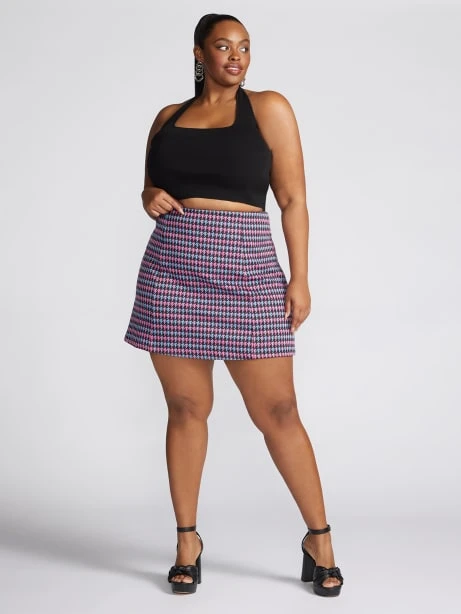 Fashion To Figure Raynelle Houndstooth Mini Skirt 1 Fashion To Figure Raynelle Houndstooth Mini Skirt