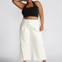 Fashion To Figure Eshe Faux Leather Wide Leg Capri Pants