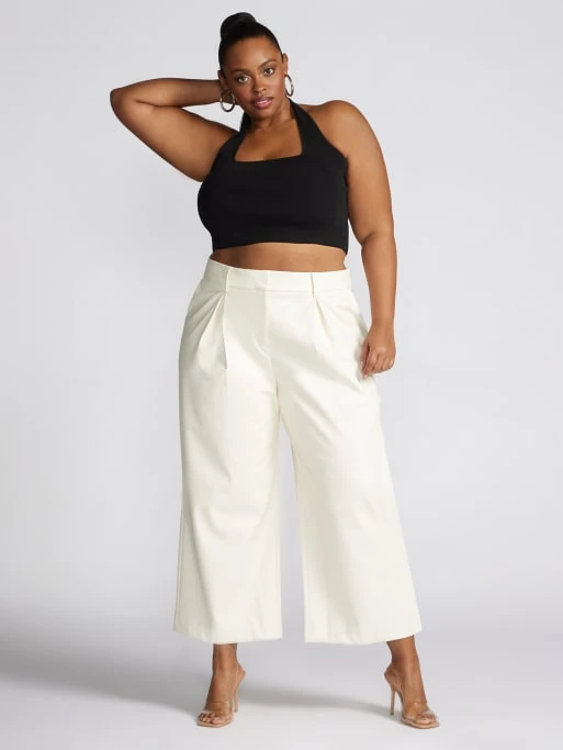 Fashion To Figure Eshe Faux Leather Wide Leg Capri Pants 1 Fashion To Figure Eshe Faux Leather Wide Leg Capri Pants