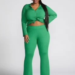 Fashion To Figure Akhzari Ribbed Knit Wide Leg Pants