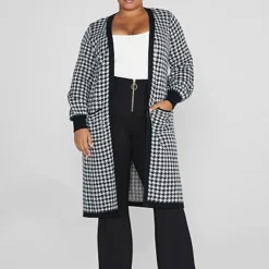 Fashion To Figure Marguerite Houndstooth Cardigan Sweater