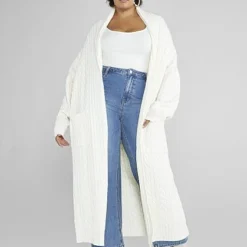 Fashion To Figure Martine Cable Knit Maxi Cardigan