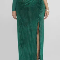 Fashion To Figure Kensie High Slit Velvet Maxi Skirt