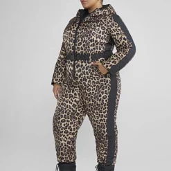 Fashion To Figure Samara Leopard Print Colorblock Ski Jumpsuit