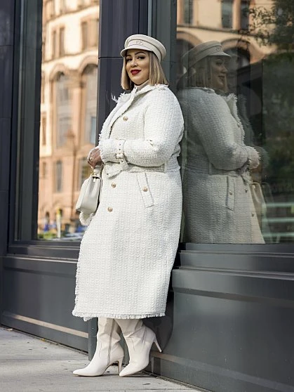 Fashion To Figure Blaire Belted Tweed Coat - FTF LAB 010: BEAUTICURVE 1 Fashion To Figure Blaire Belted Tweed Coat - FTF LAB 010: BEAUTICURVE