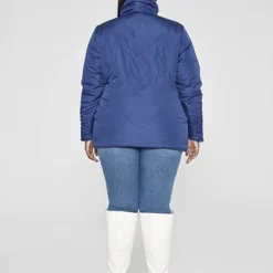 Fashion To Figure Alayna Chevron Faux Fur Coat