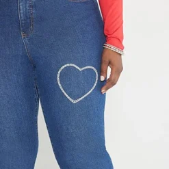Fashion To Figure Rhinestone Heart Skinny Jeans