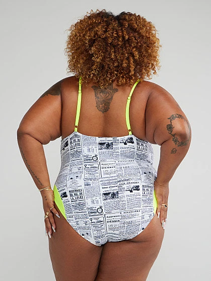 Fashion To Figure Newspaper Print One-Piece Swimsuit 1 Fashion To Figure Newspaper Print One-Piece Swimsuit