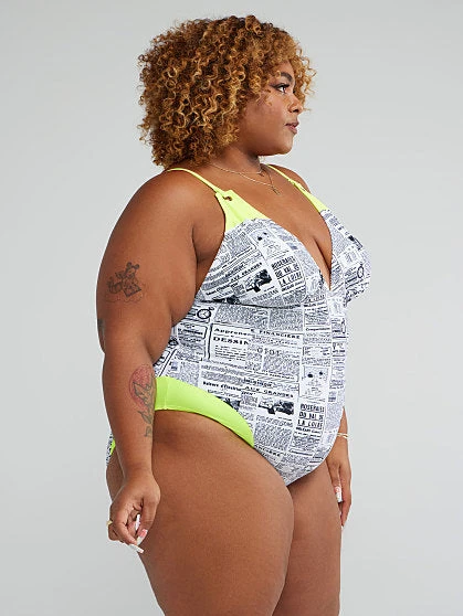 Fashion To Figure Newspaper Print One-Piece Swimsuit 2 Fashion To Figure Newspaper Print One-Piece Swimsuit - Image 2