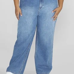 Fashion To Figure High Rise Light Wash Wide Leg Jeans