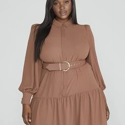 Fashion To Figure Jaleesa Belted Shirt Dress