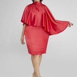 Fashion To Figure Luanne Satin Cape Dress