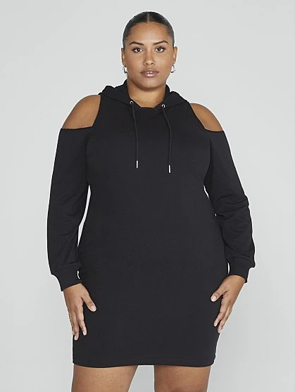 Fashion To Figure Rhianne Cold Shoulder Hoodie Dress 1 Fashion To Figure Rhianne Cold Shoulder Hoodie Dress