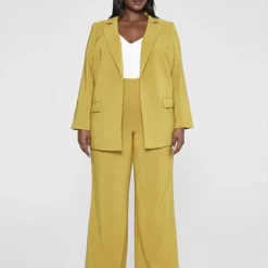 Fashion To Figure Zoe Asymmetrical Split Back Blazer - Gabi Fresh X FTF