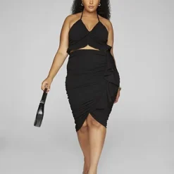 Fashion To Figure Keilani Ruffle Hem Ruched Skirt