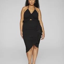 Fashion To Figure Keilani Ruffle Hem Ruched Skirt -Pleasures SHOP keilani ruffle hem ruched skirt ac57001c 8bf6 4f4c 88ce 0db5cf836dd7