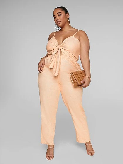 Fashion To Figure Nissa Tie Front Linen Jumpsuit 3 Fashion To Figure Nissa Tie Front Linen Jumpsuit - Image 3