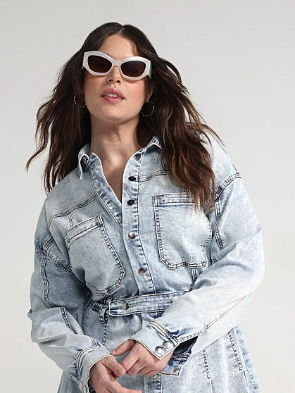Fashion To Figure Andra Denim Shirt Dress 3 Fashion To Figure Andra Denim Shirt Dress - Image 3