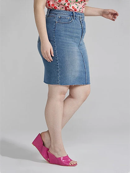 Fashion To Figure Bria Crossover Waist Denim Skirt 2 Fashion To Figure Bria Crossover Waist Denim Skirt - Image 2