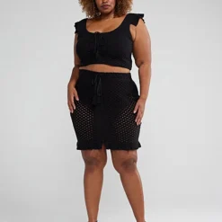 Fashion To Figure Crochet Knit Ruffle Skirt