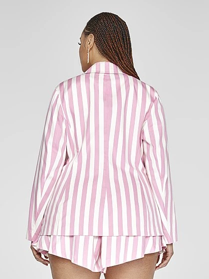 Fashion To Figure Jamila Stripe Linen Blazer - Garnerstyle X FTF 4 Fashion To Figure Jamila Stripe Linen Blazer - Garnerstyle X FTF - Image 4