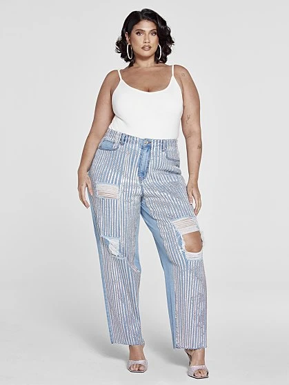 Fashion To Figure The Turn Up High-Rise Sequin Front Denim Trousers - Patrick Starrr X FTF 3 Fashion To Figure The Turn Up High-Rise Sequin Front Denim Trousers - Patrick Starrr X FTF - Image 3