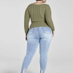 Fashion To Figure Aria Cable Knit Pullover Sweater