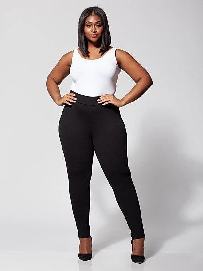 Fashion To Figure Good Form Faux-Leather Stripe Ponte Pants 3 Fashion To Figure Good Form Faux-Leather Stripe Ponte Pants - Image 3