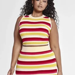 Fashion To Figure Lola Striped Rib Knit Tank Top -Pleasures SHOP x 02297bce 60b1 4ba5 af18 0b76c97a6016