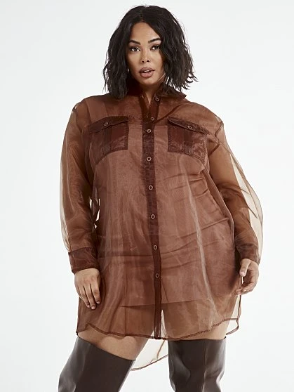 Fashion To Figure Athena Organza Shirt Dress 7 Fashion To Figure Athena Organza Shirt Dress - Image 7
