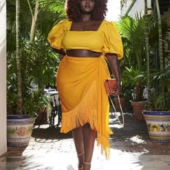 Fashion To Figure Leia Faux Wrap Fringe Skirt - Gabi Fresh X FTF