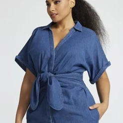Fashion To Figure Tonie Tie Waist Chambray Dress
