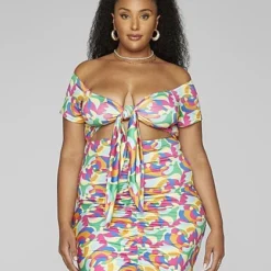 Fashion To Figure Juanita Tie Front Ruched Dress -Pleasures SHOP x 041cea13 1cb4 4900 8515 deb6cdba7711