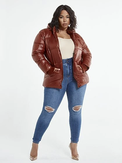 Fashion To Figure Shine On Puffer Coat 2 Fashion To Figure Shine On Puffer Coat - Image 2