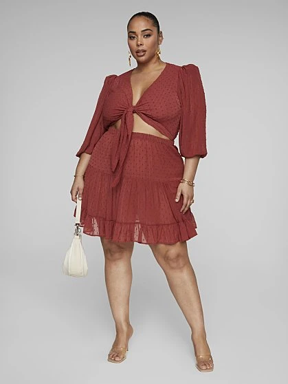 Fashion To Figure Mackenzie Tie Front Flare Dress 2 Fashion To Figure Mackenzie Tie Front Flare Dress - Image 2