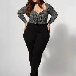 Fashion To Figure Good Form Ponte Zipper-Detail Pants