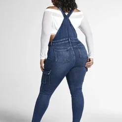 Fashion To Figure Dark Blue Wash Denim Cargo Overalls - Short Inseam -Pleasures SHOP x 06c48a97 294b 403a 8501 6d96d3b7cda8