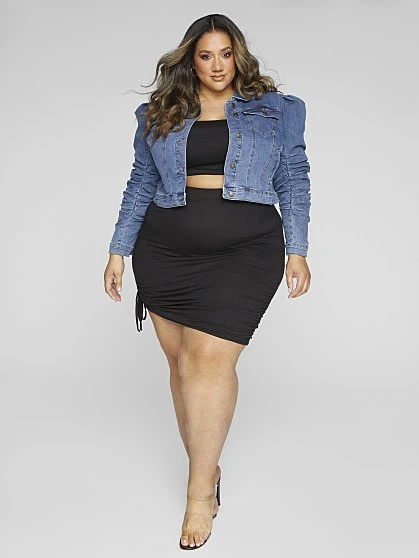 Fashion To Figure Tamela Bodycon Knit Skirt With Drawstring 2 Fashion To Figure Tamela Bodycon Knit Skirt With Drawstring - Image 2