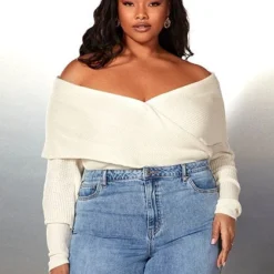 Fashion To Figure Debi Off The Shoulder Wrap Sweater - Garnerstyle X FTF -Pleasures SHOP x 06f96a1c 0f04 4327 9011 84eda1bf6659