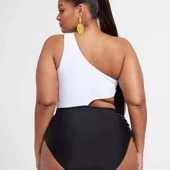Fashion To Figure Amber One Shoulder Side Lace-up Monokini -Pleasures SHOP x 0711b248 fa76 4350 a2a1 78d1c16abd74