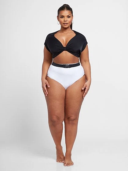 Fashion To Figure Khloe Short Sleeve Crop Swim Top 4 Fashion To Figure Khloe Short Sleeve Crop Swim Top - Image 4