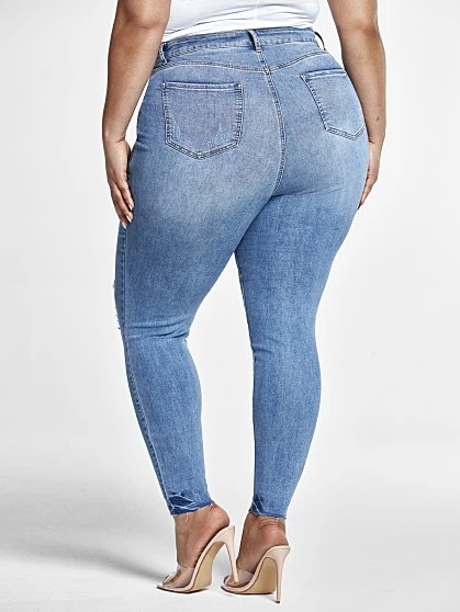 Fashion To Figure Super Skinny Button Fly Destructed Jeans 3 Fashion To Figure Super Skinny Button Fly Destructed Jeans - Image 3